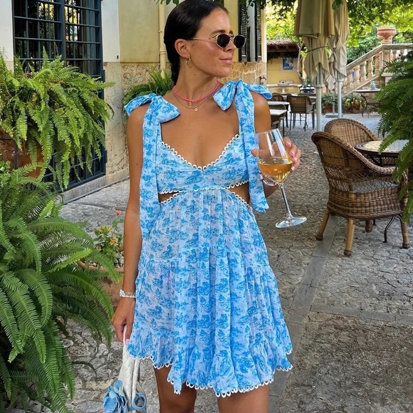 Tularosa Light Blue Floral Mini Dress - Picture 2 of 10